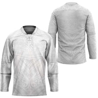 Tonga White Sunday Hockey Jersey Tongan Tribal Heritage Tattoos - Polynesian Pride