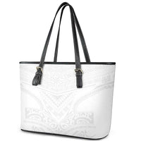 Tonga White Sunday Leather Tote Bag Tongan Tribal Heritage Tattoos LT03 - Polynesian Pride