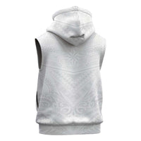 Tonga White Sunday Sleeveless Zip Hoodie Tongan Tribal Heritage Tattoos - Polynesian Pride