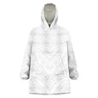 Tonga White Sunday Wearable Blanket Hoodie Tongan Tribal Heritage Tattoos LT03 One Size White - Polynesian Pride
