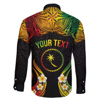 Personalised Chuuk Independence Day Family Matching Off The Shoulder Long Sleeve Dress and Hawaiian Shirt Polynesian Tattoo and Plumeria Reggae Color LT03 - Polynesian Pride