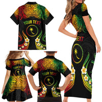 Personalised Chuuk Independence Day Family Matching Short Sleeve Bodycon Dress and Hawaiian Shirt Polynesian Tattoo and Plumeria Reggae Color LT03 - Polynesian Pride