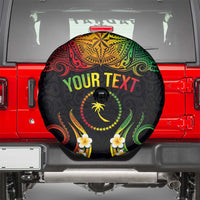 Personalised Chuuk Independence Day Spare Tire Cover Polynesian Tattoo and Plumeria Reggae Color