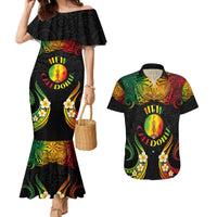 Personalised New Caledonia Independence Day Couples Matching Mermaid Dress and Hawaiian Shirt Polynesian Tattoo and Plumeria Reggae Color LT03 Reggae - Polynesian Pride