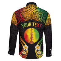 Personalised New Caledonia Independence Day Family Matching Off The Shoulder Long Sleeve Dress and Hawaiian Shirt Polynesian Tattoo and Plumeria Reggae Color LT03 - Polynesian Pride