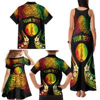 Personalised New Caledonia Independence Day Family Matching Tank Maxi Dress and Hawaiian Shirt Polynesian Tattoo and Plumeria Reggae Color LT03 - Polynesian Pride