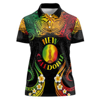 Personalised New Caledonia Independence Day Women Polo Shirt Polynesian Tattoo and Plumeria Reggae Color LT03 Female Reggae - Polynesian Pride