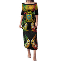 Personalised Tuvalu Independence Day Family Matching Puletasi and Hawaiian Shirt Polynesian Tattoo and Plumeria Reggae Color LT03 Mom's Dress Reggae - Polynesian Pride