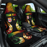 Personalised Malampa Fiji Day Car Seat Cover Polynesian Tattoo and Plumeria Reggae Color LT03 One Size Reggae - Polynesian Pride