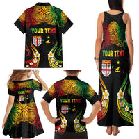 Personalised Malampa Fiji Day Family Matching Tank Maxi Dress and Hawaiian Shirt Polynesian Tattoo and Plumeria Reggae Color LT03 - Polynesian Pride