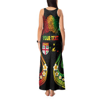 Personalised Malampa Fiji Day Tank Maxi Dress Polynesian Tattoo and Plumeria Reggae Color LT03 - Polynesian Pride