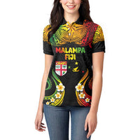 Personalised Malampa Fiji Day Women Polo Shirt Polynesian Tattoo and Plumeria Reggae Color LT03 - Polynesian Pride
