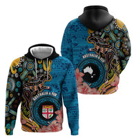 Fiji and Australia Kangaroos Zip Hoodie Indigenous Aboriginal and Fijian Masi Tribal Tattoo