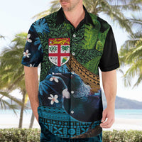 Fiji and New Zealand Tui Bird Hawaiian Shirt Koru Fern Leafs and Palm Tree With Plumeria LT03 - Polynesian Pride
