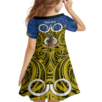 Personalised Vanuatu Tafea Province Kid Short Sleeve Dress Pig Tusk Mix Maori Pattern and Namele Leaf LT03 - Polynesian Pride