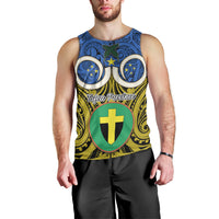 Personalised Vanuatu Tafea Province Men Tank Top Pig Tusk Mix Maori Pattern and Namele Leaf LT03 - Polynesian Pride
