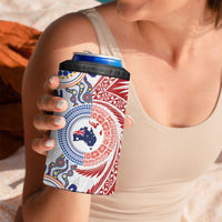 Tongan and Australian Culture Together 4 in 1 Can Cooler Tumbler Ngatu Art Tribal Aboriginal Tattoo Pattern LT03 - Polynesian Pride