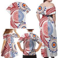 Tongan and Australian Culture Together Family Matching Off Shoulder Maxi Dress and Hawaiian Shirt Ngatu Art Tribal Aboriginal Tattoo Pattern LT03 - Polynesian Pride