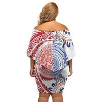 Tongan and Australian Culture Together Family Matching Off Shoulder Short Dress and Hawaiian Shirt Ngatu Art Tribal Aboriginal Tattoo Pattern LT03 - Polynesian Pride