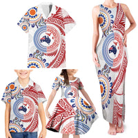 Tongan and Australian Culture Together Family Matching Tank Maxi Dress and Hawaiian Shirt Ngatu Art Tribal Aboriginal Tattoo Pattern LT03 - Polynesian Pride