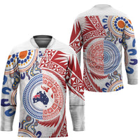 Tongan and Australian Culture Together Hockey Jersey Ngatu Art Tribal Aboriginal Tattoo Pattern - Polynesian Pride