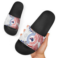 Tongan and Australian Culture Together Slide Sandals Ngatu Art Tribal Aboriginal Tattoo Pattern - Polynesian Pride