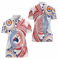 Tongan and Australian Culture Together Women Polo Shirt Ngatu Art Tribal Aboriginal Tattoo Pattern LT03 - Polynesian Pride