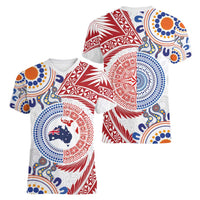 Tongan and Australian Culture Together Women V-Neck T-Shirt Ngatu Art Tribal Aboriginal Tattoo Pattern LT03 - Polynesian Pride