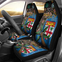 Fijian and Australian Culture Together Car Seat Cover Aboriginal Art and Tapa Motifs with Kangaroo and Palm Tree LT03 - Polynesian Pride