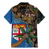 Fijian and Australian Culture Together Family Matching Mermaid Dress and Hawaiian Shirt Aboriginal Art and Tapa Motifs with Kangaroo and Palm Tree LT03 - Polynesian Pride
