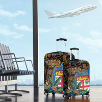 Fijian and Australian Culture Together Luggage Cover Aboriginal Art and Tapa Motifs with Kangaroo and Palm Tree LT03 - Polynesian Pride