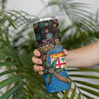 Fijian and Australian Culture Together Skinny Tumbler Aboriginal Art and Tapa Motifs with Kangaroo and Palm Tree LT03 - Polynesian Pride