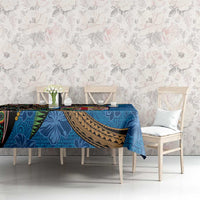 Fijian and Australian Culture Together Tablecloth Aboriginal Art and Tapa Motifs with Kangaroo and Palm Tree - Polynesian Pride