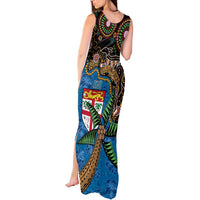 Fijian and Australian Culture Together Tank Maxi Dress Aboriginal Art and Tapa Motifs with Kangaroo and Palm Tree LT03 - Polynesian Pride