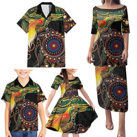 Papua New Guinea and Australia Together Family Matching Puletasi and Hawaiian Shirt Bird of Paradise and Kangaroo Melanesian Aboriginal Motifs LT03 - Polynesian Pride
