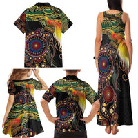 Papua New Guinea and Australia Together Family Matching Tank Maxi Dress and Hawaiian Shirt Bird of Paradise and Kangaroo Melanesian Aboriginal Motifs LT03 - Polynesian Pride
