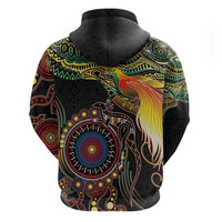 Papua New Guinea and Australia Together Hoodie Bird of Paradise and Kangaroo Melanesian Aboriginal Motifs LT03 - Polynesian Pride
