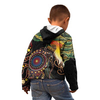 Papua New Guinea and Australia Together Kid Hoodie Bird of Paradise and Kangaroo Melanesian Aboriginal Motifs LT03 - Polynesian Pride