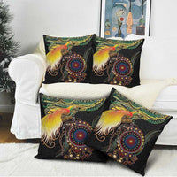 Papua New Guinea and Australia Together Pillow Cover Bird of Paradise and Kangaroo Melanesian Aboriginal Motifs LT03 - Polynesian Pride