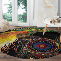 Papua New Guinea and Australia Together Round Carpet Bird of Paradise and Kangaroo Melanesian Aboriginal Motifs LT03 - Polynesian Pride