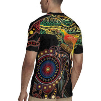 Papua New Guinea and Australia Together Rugby Jersey Bird of Paradise and Kangaroo Melanesian Aboriginal Motifs LT03 - Polynesian Pride