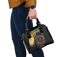 Papua New Guinea and Australia Together Shoulder Handbag Bird of Paradise and Kangaroo Melanesian Aboriginal Motifs LT03 - Polynesian Pride