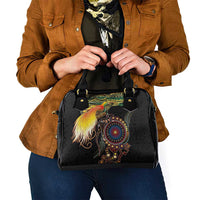 Papua New Guinea and Australia Together Shoulder Handbag Bird of Paradise and Kangaroo Melanesian Aboriginal Motifs LT03 - Polynesian Pride