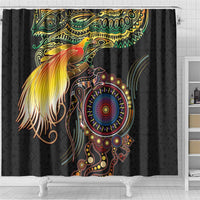 Papua New Guinea and Australia Together Shower Curtain Bird of Paradise and Kangaroo Melanesian Aboriginal Motifs LT03 - Polynesian Pride