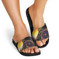 Papua New Guinea and Australia Together Slide Sandals Bird of Paradise and Kangaroo Melanesian Aboriginal Motifs LT03 - Polynesian Pride