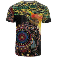 Papua New Guinea and Australia Together T Shirt Bird of Paradise and Kangaroo Melanesian Aboriginal Motifs LT03 - Polynesian Pride