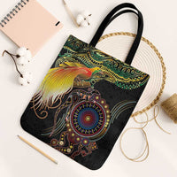 Papua New Guinea and Australia Together Tote Bag Bird of Paradise and Kangaroo Melanesian Aboriginal Motifs LT03 Black Strap One Size Black - Polynesian Pride