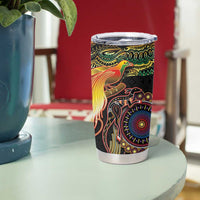 Papua New Guinea and Australia Together Tumbler Cup Bird of Paradise and Kangaroo Melanesian Aboriginal Motifs LT03 - Polynesian Pride