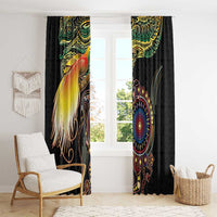 Papua New Guinea and Australia Together Window Curtain Bird of Paradise and Kangaroo Melanesian Aboriginal Motifs LT03 - Polynesian Pride