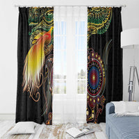 Papua New Guinea and Australia Together Window Curtain Bird of Paradise and Kangaroo Melanesian Aboriginal Motifs LT03 - Polynesian Pride